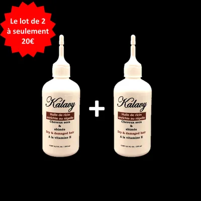 lot de 2 huiles de ricin au nigelle Kalavy